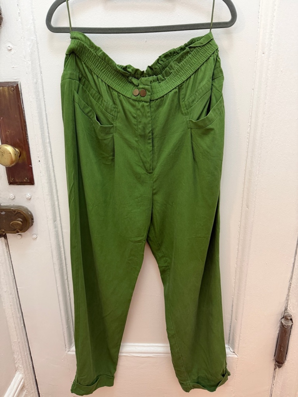 Sass & Bide Cupid’s Bow Pants Green Paperbag Waist Tapered